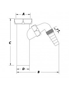 Jimten s-11 sifon vertical con valvula lavabo o bidet 1 1/2 x 63